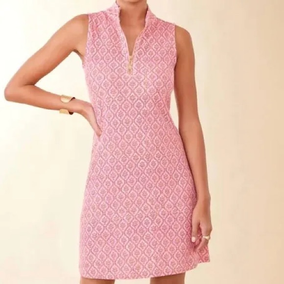 Spartina 449 Dresses & Skirts - Spartina 449 'Serena' Pink Half-Zip Callawassie Trellis Pique Dress Medium